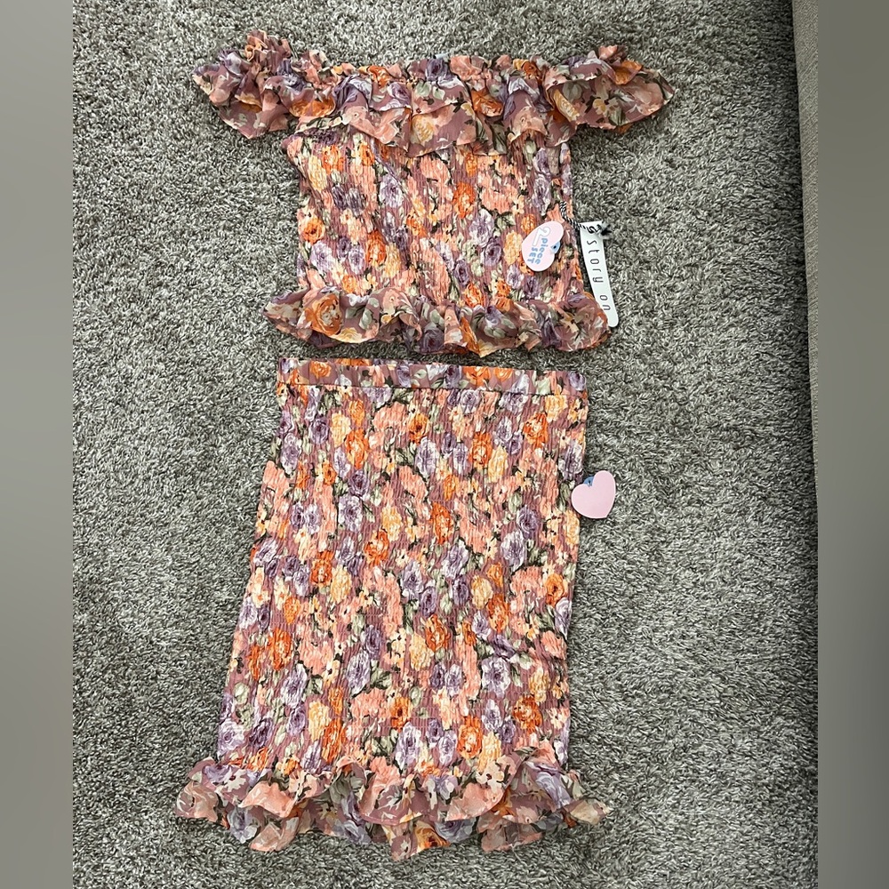 Floral Off-Shoulder Set For Women